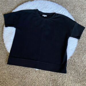 Madewell Top Ribbed Womens Size XL Black Short Sleeve